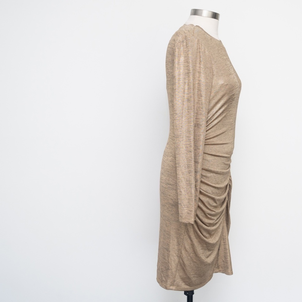 LAUREN RALPH‎ LAUREN. Gold shirred long sleeve dress. - Picture 4 of 14